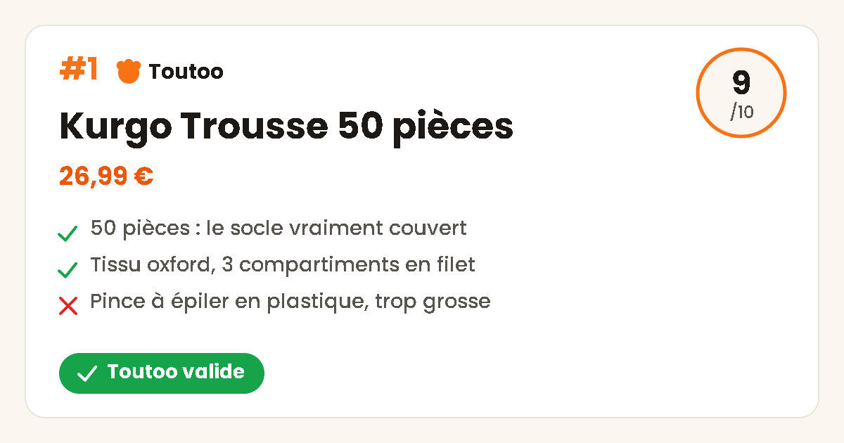 Carte Toutoo de la trousse Kurgo 50 pièces, note 9 sur 10, Toutoo valide