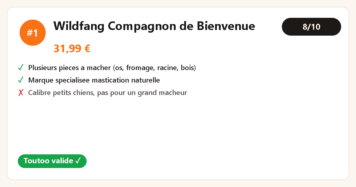 Carte produit Toutoo : coffret Wildfang Compagnon de Bienvenue, 31,99 euros, note 8 sur 10