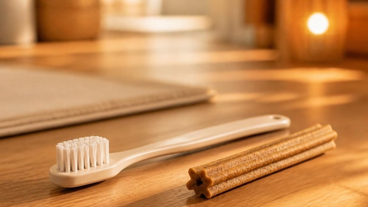 brosse a dents pour chien et batonnet dentaire